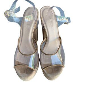 Ritch Erani NYFC Cartier Sandals Women’s 6 Beige‎ Strappy Platform Heel Shoes